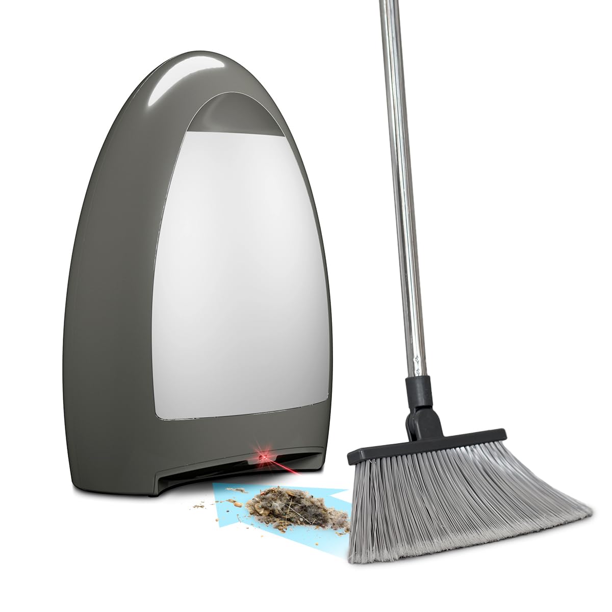 EyeVac Home Saugstation mit Sensortechnik, beutelloser Staubsauger-Kehrbesen, 1000 Watt, Silber